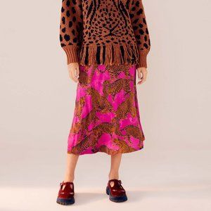 Farm Rio Artsy Leopards Printed Midi Skirt